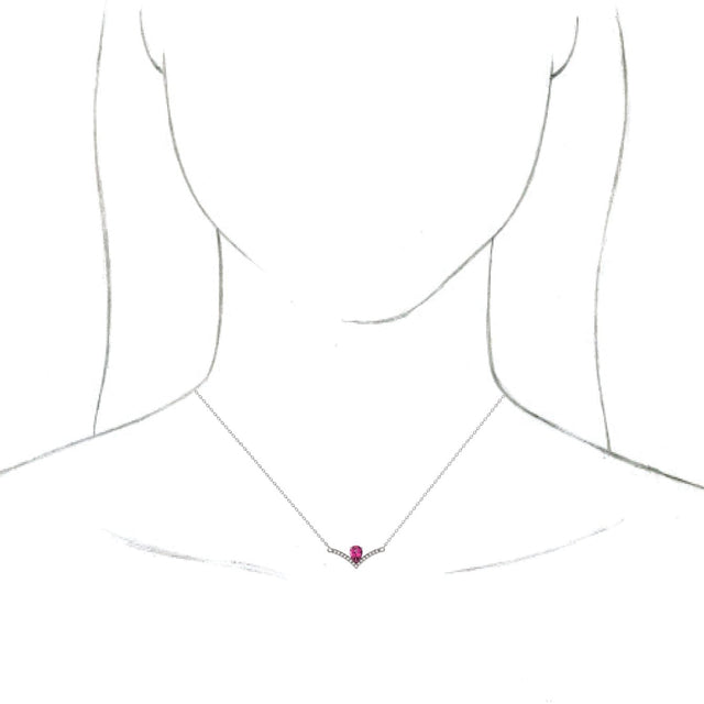 Platinum Pear Natural Pink Tourmaline Accented V Necklace - view 3