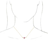14K Gold Pear Natural Pink Tourmaline Accented V Necklace - Yellow Gold - view 3
