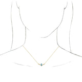 14K Gold Pear Natural Blue Zircon Accented V Necklace - Yellow Gold - view 3