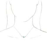 14K Gold Pear Natural Aquamarine Accented V Necklace - White Gold - view 3