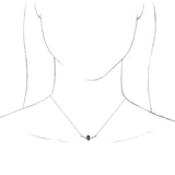 Platinum Pear Natural Amethyst Accented V Necklace - view 3