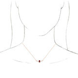 14K Gold Pear Natural Mozambique Garnet Accented V Necklace - Rose Gold - view 3