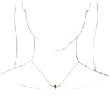 14K Gold Pear Natural Amethyst Accented V Necklace - Rose Gold - view 3