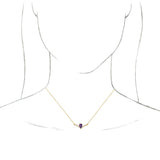 14K Gold Pear Natural Amethyst Accented V Necklace - Yellow Gold - view 3