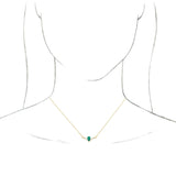 14K Gold Pear Lab-Grown Emerald Accented V Necklace - Yellow Gold - view 3