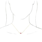14K Gold Pear Lab-Grown Ruby Accented V Necklace - Yellow Gold - view 3