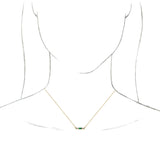14K Gold Straight Baguette Natural Emerald Accented Bar Necklace – 1/8 CTW - Yellow Gold - view 3