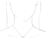 14K Gold Straight Baguette Natural Aquamarine Accented Bar Necklace – 1/8 CTW - Rose Gold - view 3