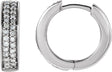 14K Gold Round Natural Diamond Accented Hoop Earrings VI