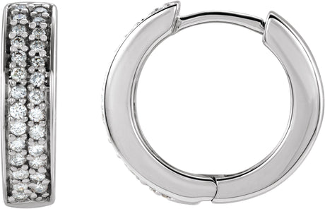 14K Gold Round Natural Diamond Accented Hoop Earrings VI