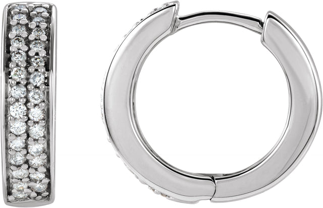 14K Gold Round Natural Diamond Accented Hoop Earrings VI