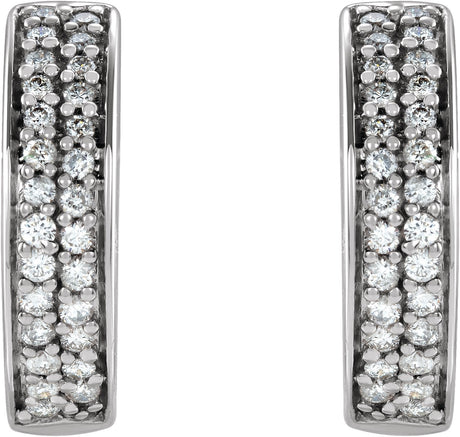 14K Gold Round Natural Diamond Accented Hoop Earrings VI - view 2