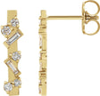 14K Gold Natural Diamond Scattered Bar Earrings - Yellow Gold