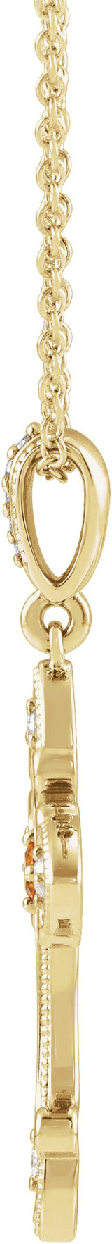 14K Gold Round Natural Citrine Cross Necklace or Pendant - Yellow Gold - view 2