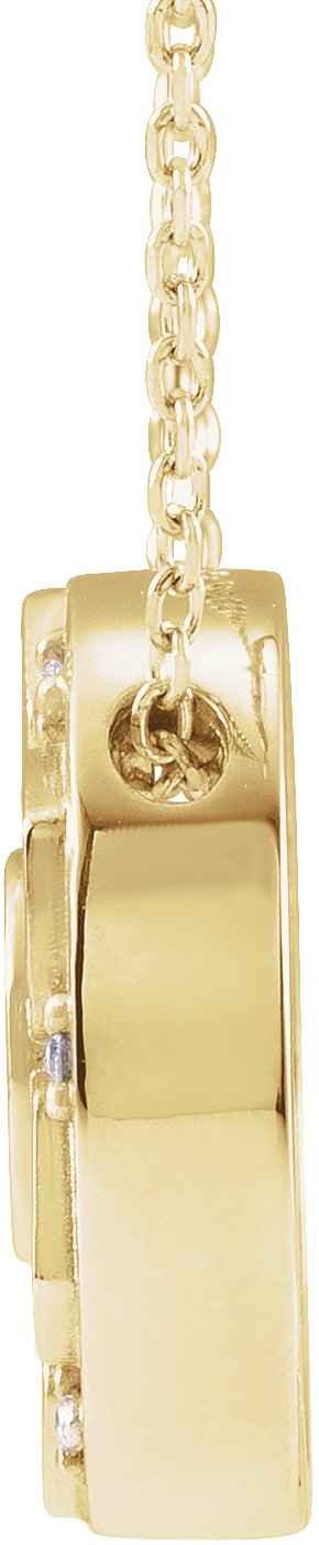 14K Gold Round Natural Diamond Accented Mantra Necklace or Pendant - Yellow Gold - view 2
