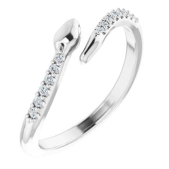 Platinum Round Natural Diamond Snake Bypass Ring