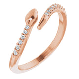 14K Gold Round Natural Diamond Snake Bypass Ring - Rose Gold