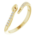 14K Gold Round Natural Diamond Snake Bypass Ring - Yellow Gold