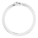 14K Gold Round Natural Diamond Snake Bypass Ring - White Gold - view 2