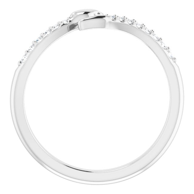14K Gold Round Natural Diamond Snake Bypass Ring - White Gold - view 2