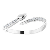 14K Gold Round Natural Diamond Snake Bypass Ring - White Gold - view 3