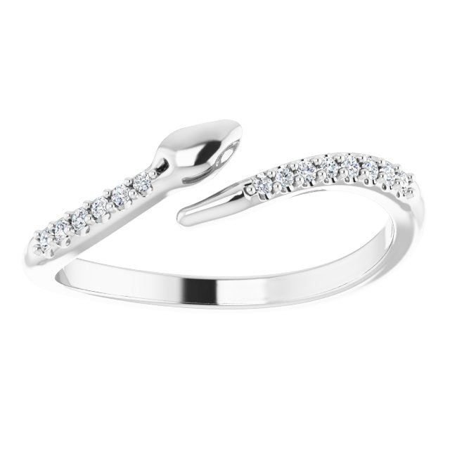 Platinum Round Natural Diamond Snake Bypass Ring - view 3