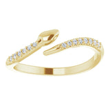 14K Gold Round Natural Diamond Snake Bypass Ring - Yellow Gold - view 3