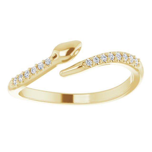 14K Gold Round Natural Diamond Snake Bypass Ring - Yellow Gold - view 3