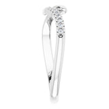 14K Gold Round Natural Diamond Snake Bypass Ring - White Gold - view 4