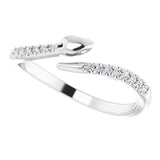 14K Gold Round Natural Diamond Snake Bypass Ring - White Gold - view 5