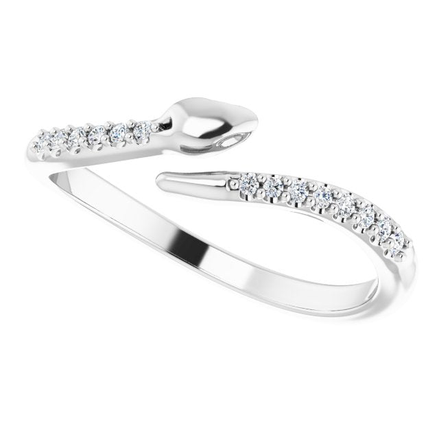 14K Gold Round Natural Diamond Snake Bypass Ring - White Gold - view 5