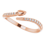 14K Gold Round Natural Diamond Snake Bypass Ring - Rose Gold - view 5