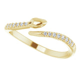 14K Gold Round Natural Diamond Snake Bypass Ring - Yellow Gold - view 5