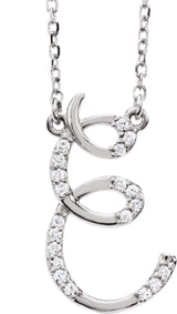 14K Gold Round Natural Diamond Initial Necklace – up to 1/10 CTW - White Gold