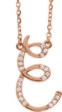 14K Gold Round Natural Diamond Initial Necklace – up to 1/10 CTW - Rose Gold