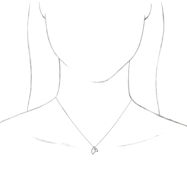 Platinum Round Natural Diamond Double Leaf Necklace or Pendant - view 3