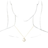 14K Gold Round Natural Diamond Accented Crescent Moon Necklace or Pendant - Yellow Gold - view 3