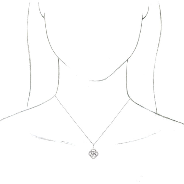 Platinum Round Natural Diamond Five-Fold Celtic-Inspired Necklace or Pendant - view 2