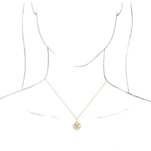 14K Gold Round Natural Diamond Five-Fold Celtic-Inspired Necklace or Pendant - Yellow Gold - view 3