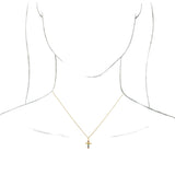 14K Gold Round Natural Multi-Gemstone Accented Cross Necklace or Pendant II - Yellow Gold - view 3