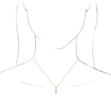 14K Gold Round Natural Diamond Vintage-Inspired Cross Necklace or Pendant - Rose Gold - view 3