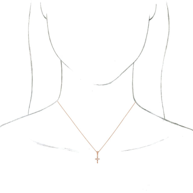 14K Gold Round Natural Diamond Vintage-Inspired Cross Necklace or Pendant - Rose Gold - view 3