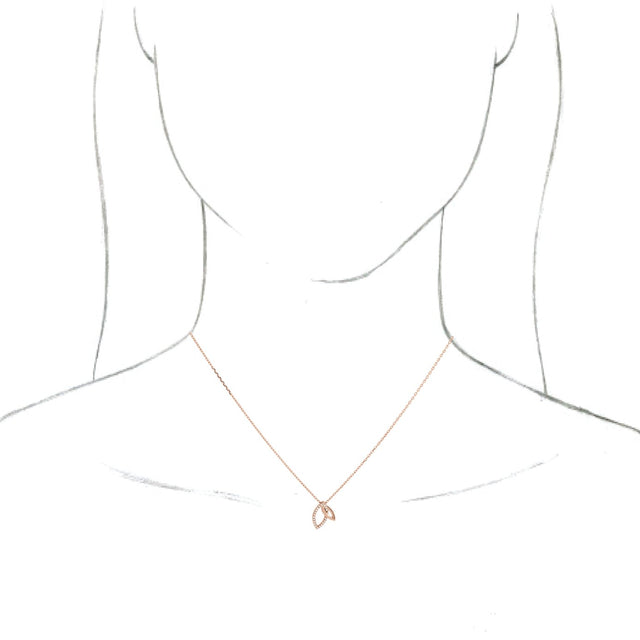 14K Gold Round Natural Diamond Double Leaf Necklace or Pendant - Rose Gold - view 3