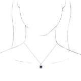 14K Gold Oval Natural Blue Sapphire Halo-Style Necklace or Pendant - White Gold - view 3