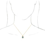 14K Gold Oval Natural Aquamarine Halo-Style Necklace or Pendant - Yellow Gold - view 3