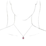 14K Gold Oval Natural Pink Tourmaline Halo-Style Necklace or Pendant - White Gold - view 3