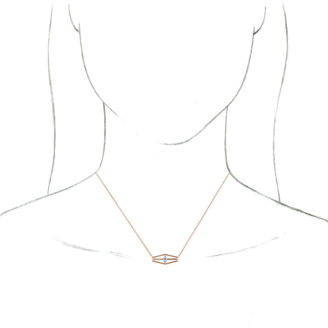 14K Gold Marquise Natural Diamond Geometric Necklace - Rose Gold - view 3