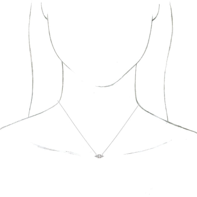 14K Gold Straight Baguette Natural Diamond Geometric Necklace - White Gold - view 3