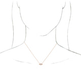 14K Gold Straight Baguette Natural Diamond Geometric Necklace - Rose Gold - view 3