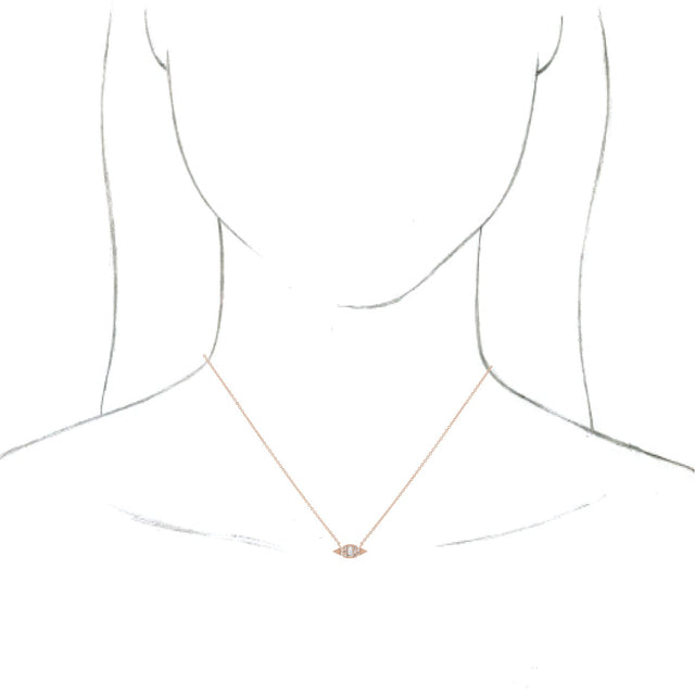 14K Gold Straight Baguette Natural Diamond Geometric Necklace - Rose Gold - view 3